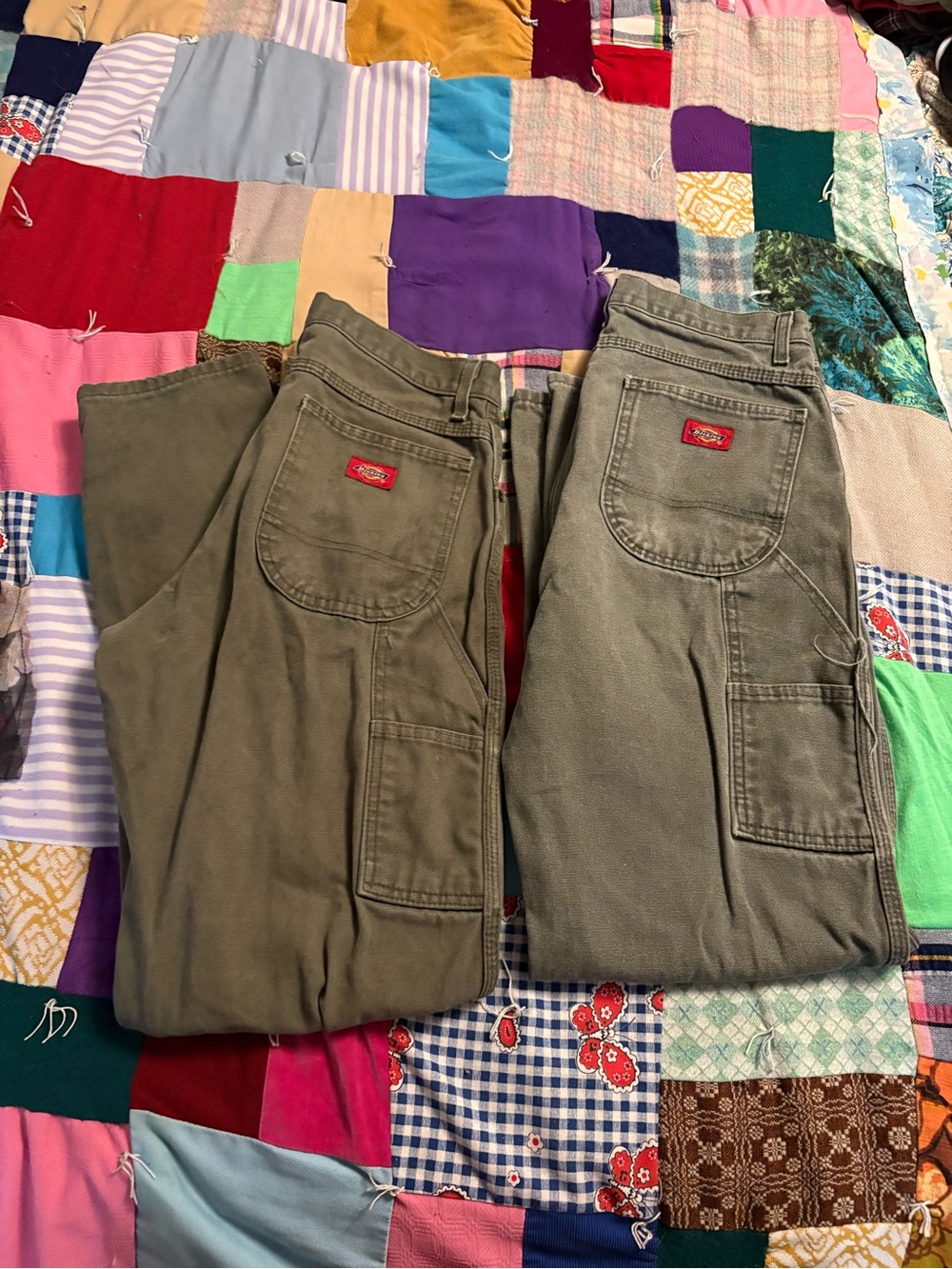 Dickies Men’s Olive Cargo Work Pants - Dual Pair